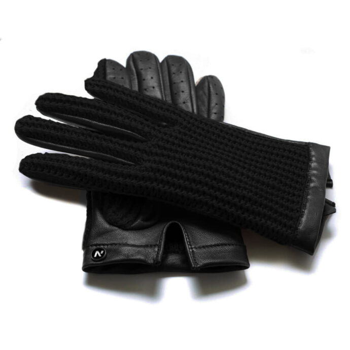 napoCROCHET (schwarz) - Herren-Autohandschuhe ohne Fütterung mit Touchscreen-Technologie
