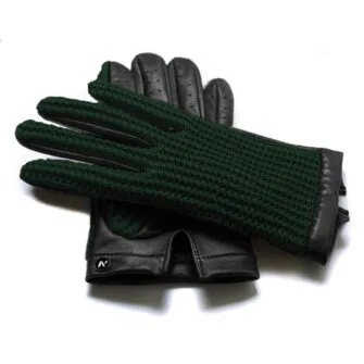 napoCROCHET (schwarz/grün) - Herren-Autohandschuhe ohne Fütterung mit Touchscreen-Technologie