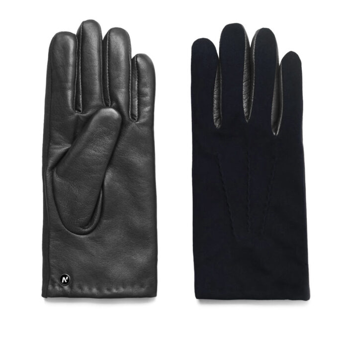 napoSUEDE (schwarz/dunkelblau) - Herren-Winterhandschuhe mit Kaschmir-Fütterung und Touchscreen-Technologie
