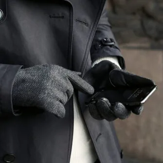 Graue Touchscreen Handschuhe für Herren