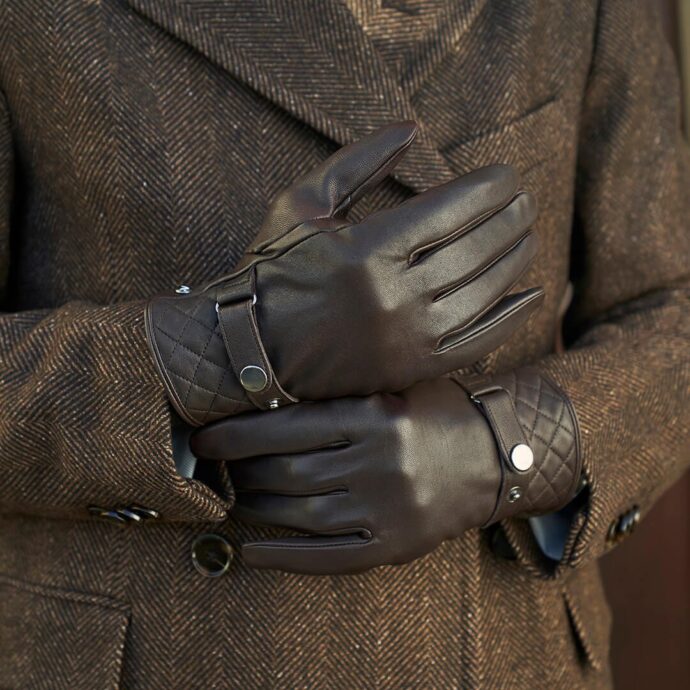 Braune Touchscreen Handschuhe für Herren