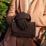 napoROSE brown suede gloves women