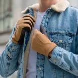 Hellbraune Wildlederhandschuhe für Männer