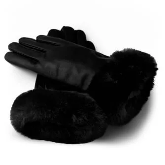 Schwarze Handschuhe mit Futter für Frauen