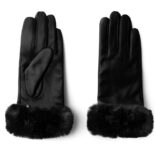 Schwarze Handschuhe mit Futter für Damen