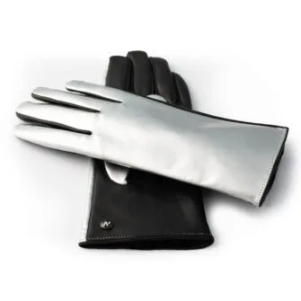 Silber glänzende Handschuhe mit Touchscreen