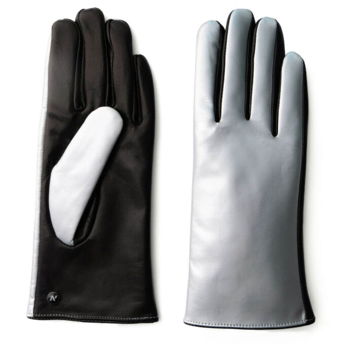 Silber glänzende Handschuhe für Damen