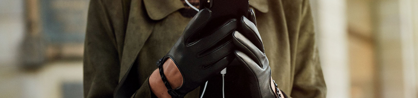 Schwarze Lederhandschuhe für Frauen
