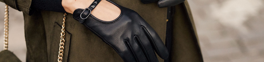 Schwarze Lederhandschuhe für Frauen