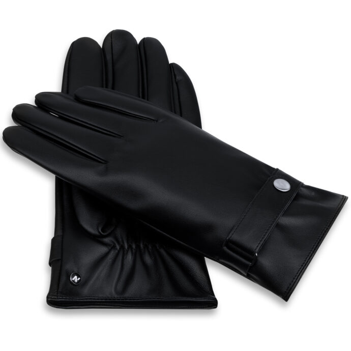 Touch-Handschuhe aus Öko-Leder mit Schnalle
