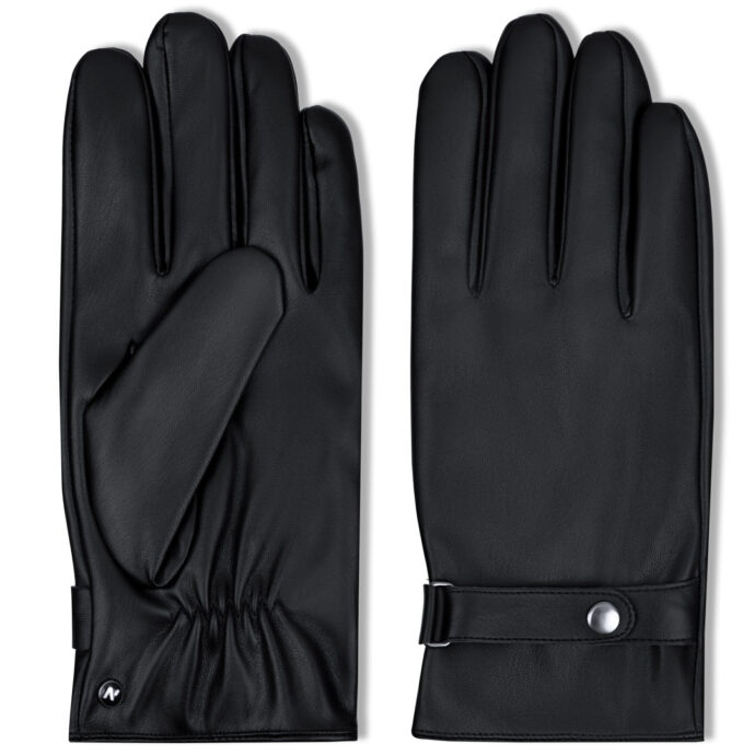 Herren-Touch-Handschuhe aus Öko-Leder mit Schnalle