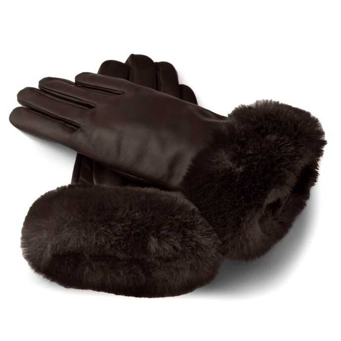 braune Handschuhe mit Fell