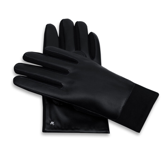 schwarze Herrenhandschuhe aus Ökoleder