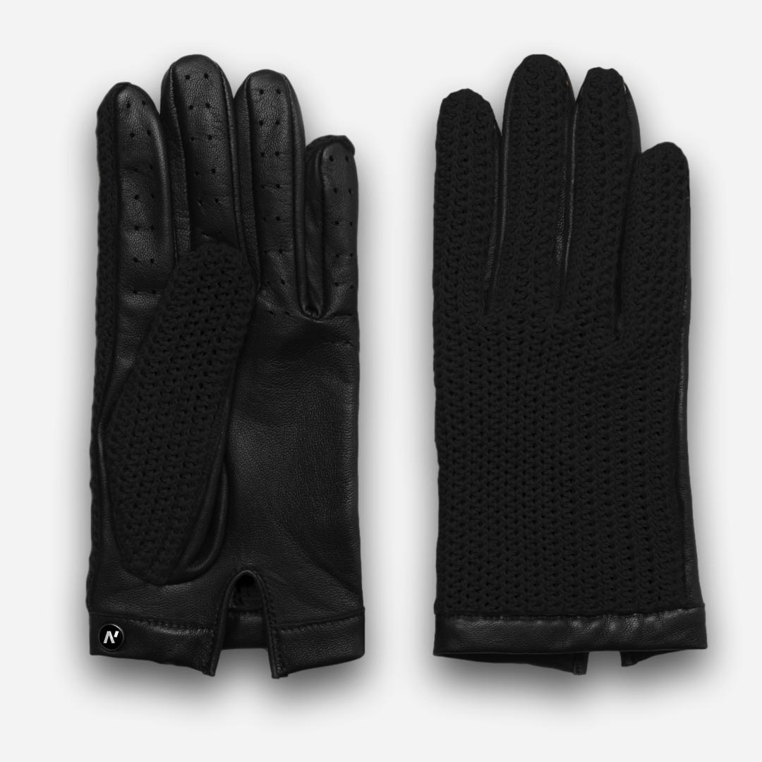 schwarze geflochtene Handschuhe für Herren