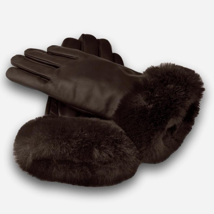 braune Handschuhe mit Fell
