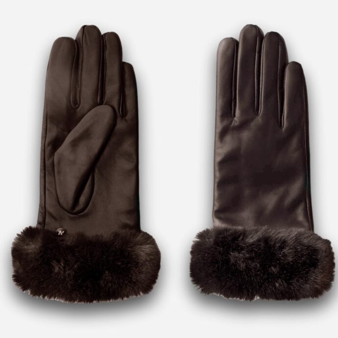 braune Handschuhe mit Fell