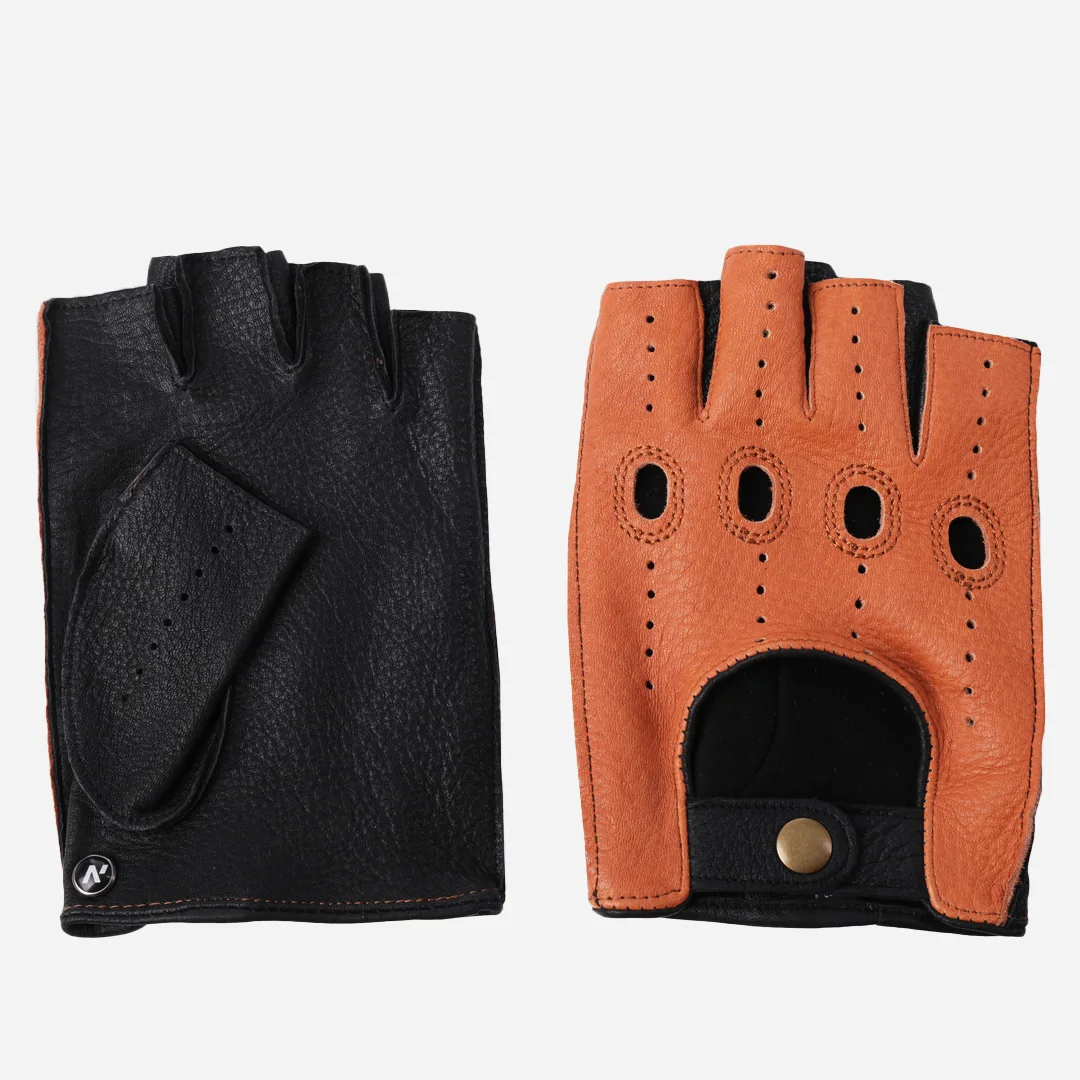 hellbraune fingerlose Handschuhe